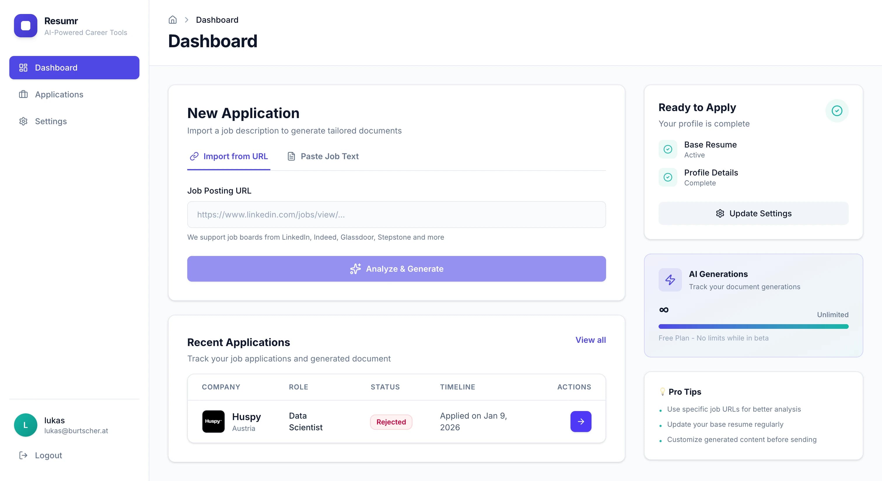 Rezme Dashboard